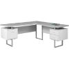 Picture of 70" Grey and White 3-drawer L-shape Computer Desk