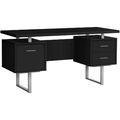 Picture of 60" Black and Silver 3-drawer Reversible Computer