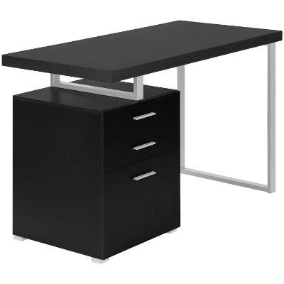 Picture of 48" Black and Silver 3-drawer Reversible Computer