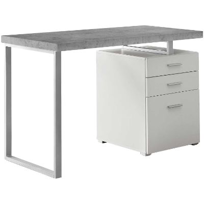 Picture of 48" Grey and White 3-drawer Reversible Computer De