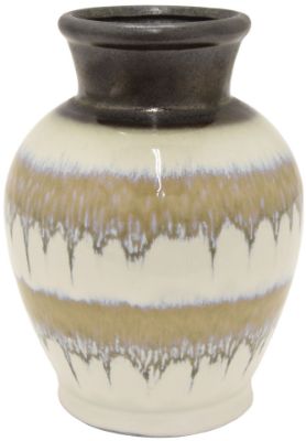 Picture of Shaped Pot Vase Brown Cream Gold