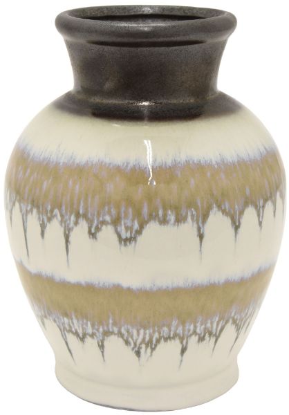 Picture of Shaped Pot Vase Brown Cream Gold