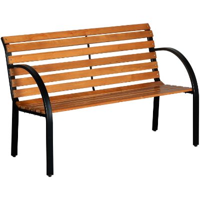 Picture of 12 Slat Wood and Metal Park Bench