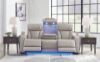 Picture of Gray Leather Dual Power Zero Gravity Recline Sofa