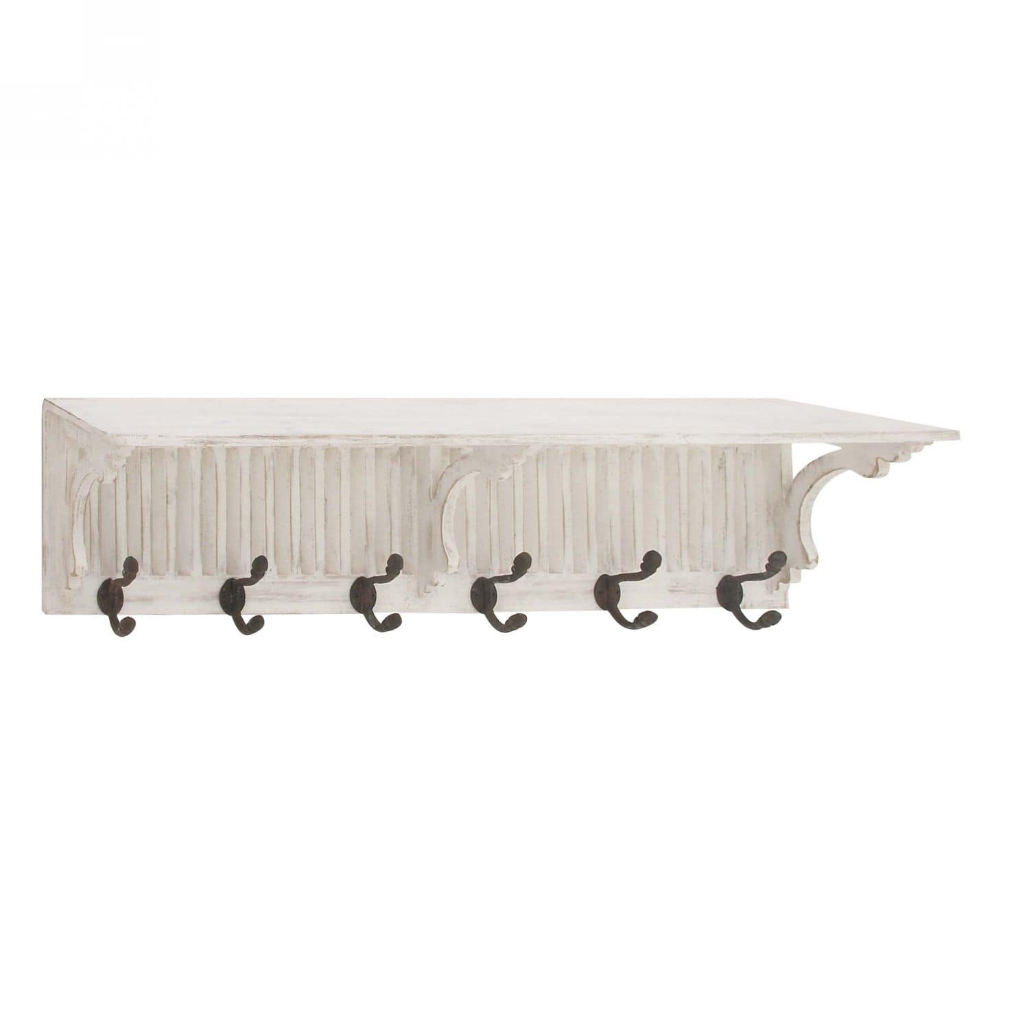 White Shelf With Hooks