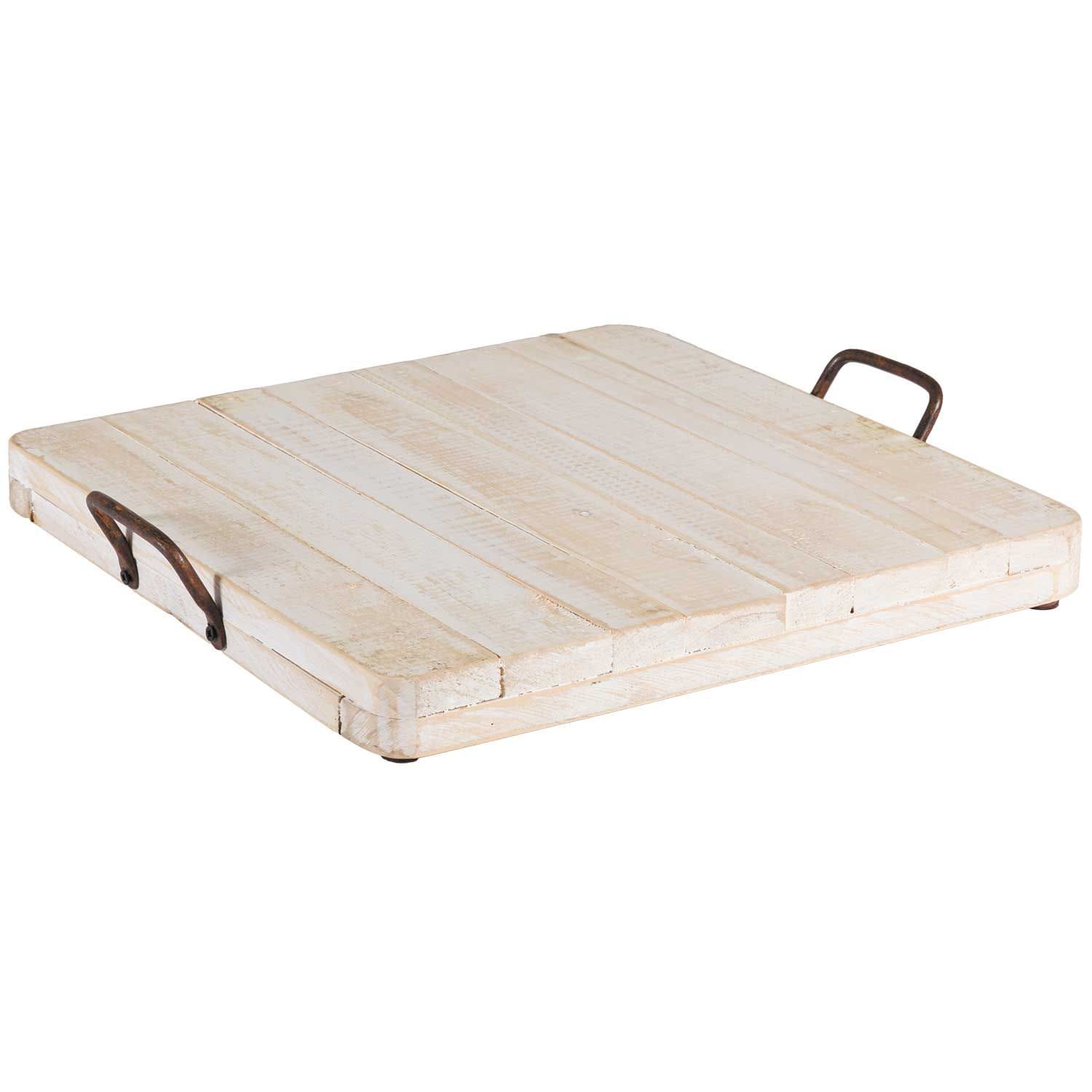 Vintage Tray With Handles White