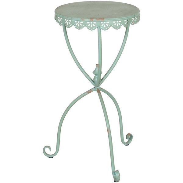 green metal accent table