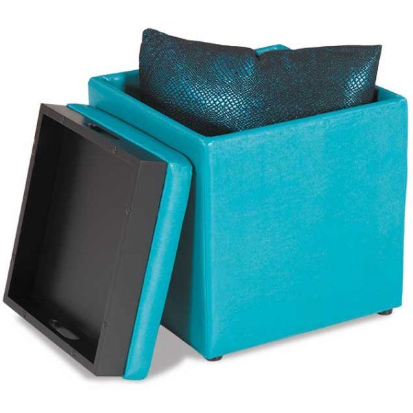 Open storage ottoman with tray